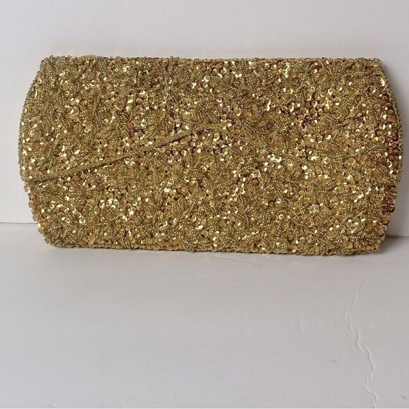 La Regale LTD Vintage Gold Bead and Sequin Clutch - Picture 1 of 10